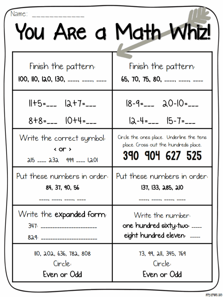 Printable Grade 1 Assessment Test Worksheets