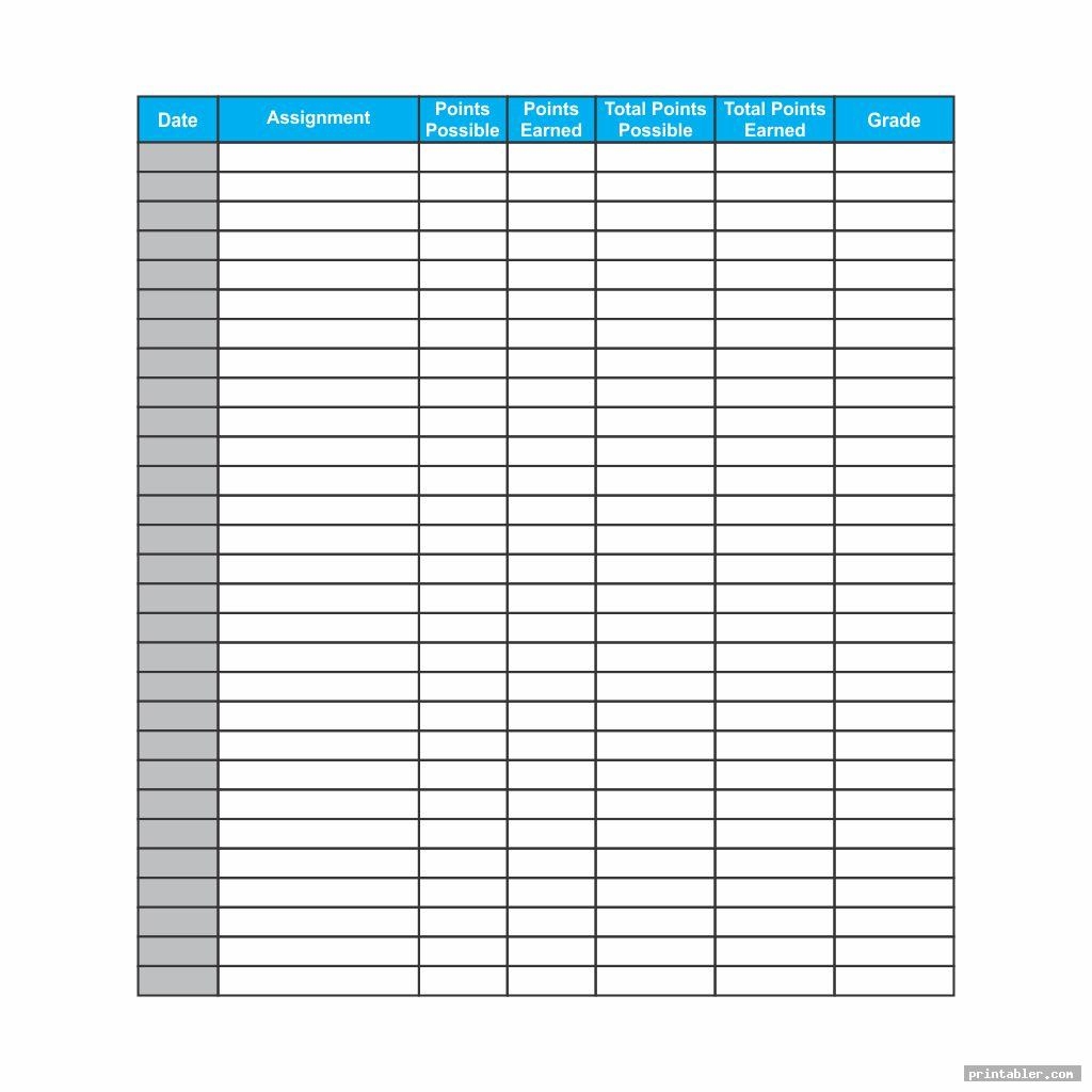 Printable Grade Sheet