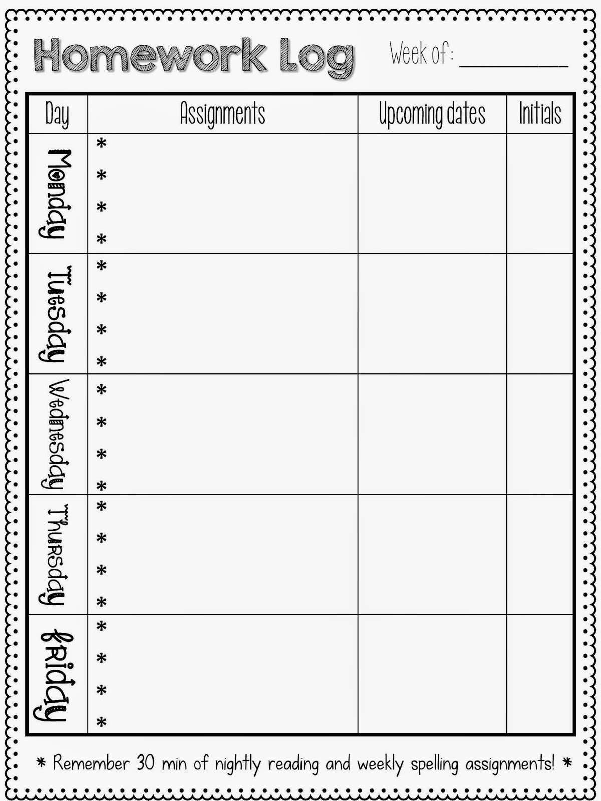 Printable Homework Sheets Learning Printable