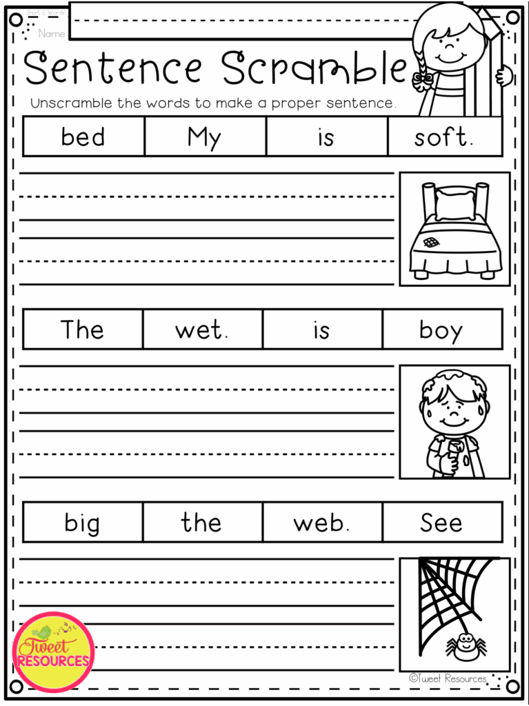 Printable Kindergarten Writing Sentences Worksheets GoodWorksheets 
