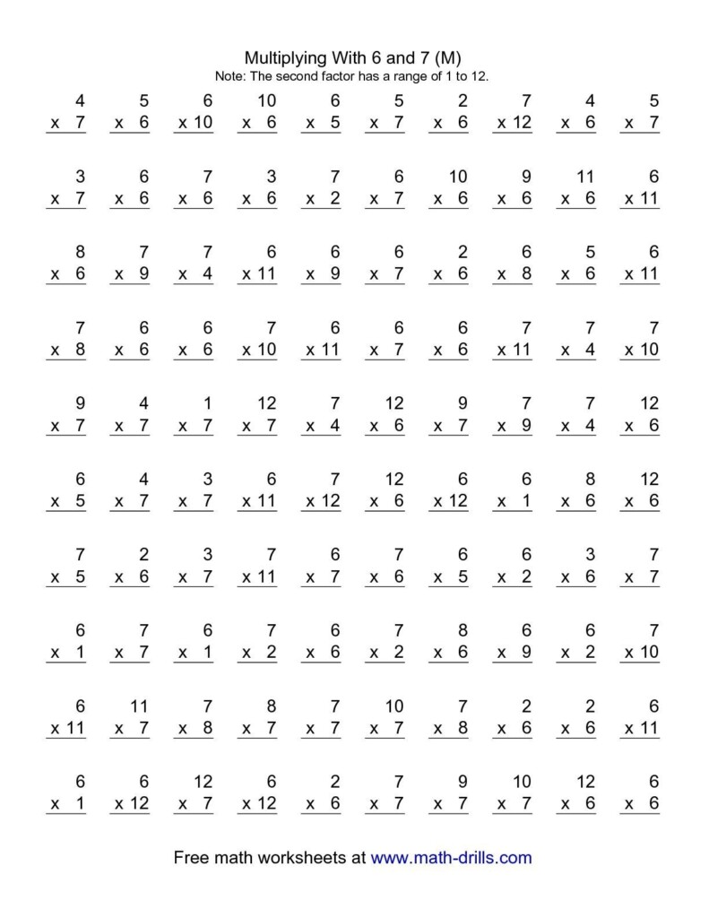 Printable Multiplication Sheets 100 Problems PrintableMultiplication