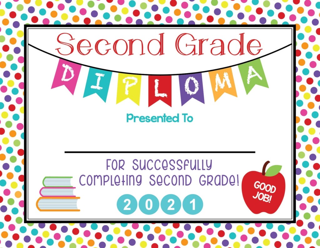 PRINTABLE Second Grade Diploma 2021 PDF File ONLY School Etsy