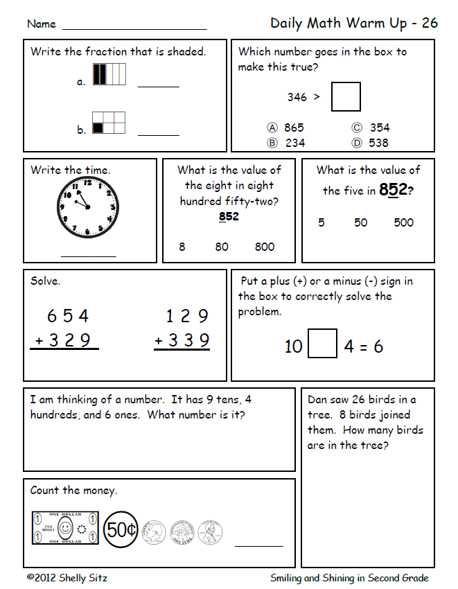 Printable Second Grade Math Review Worksheets Thekidsworksheet Common 