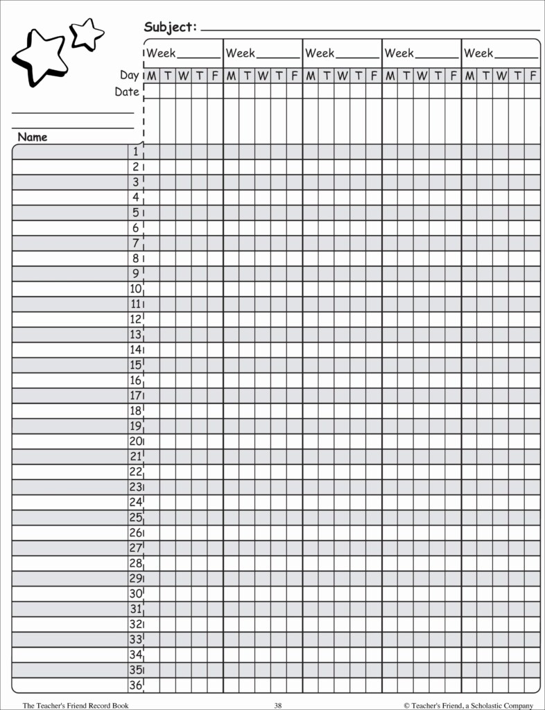 Printable Teacher Gradebook
