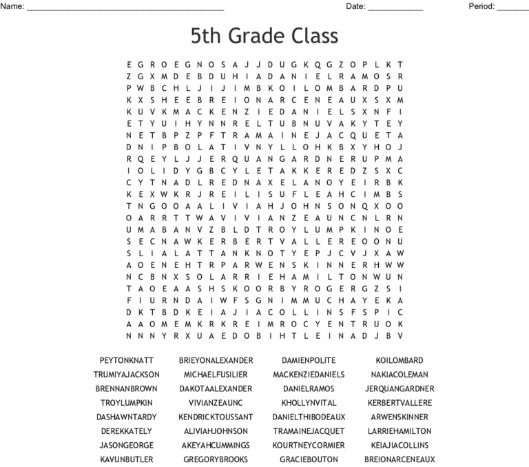 5Th Grade Word Search Free Printable smartteachpages com