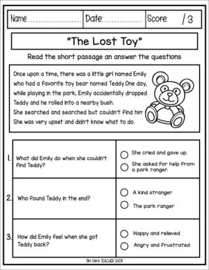 Reading Comprehension Passages First Grade Made By Teachers