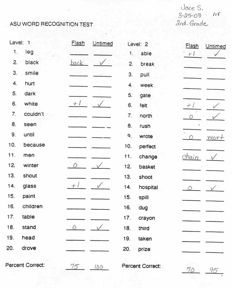 Reading Placement Test Grade 3 Printable Forms Record Sheets