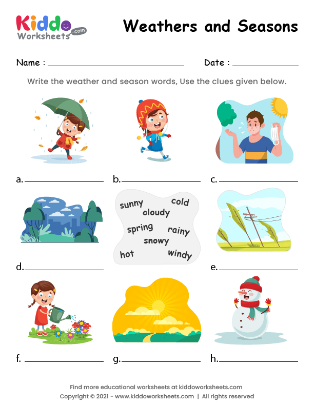 Season Worksheets Worksheets For Kindergarten