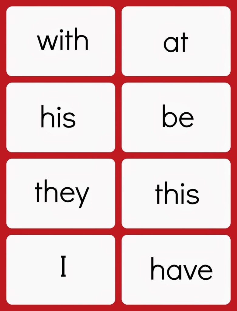 Sight Word Flashcards Free Printable