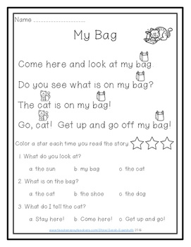 Sight Word Reading Passages Printables