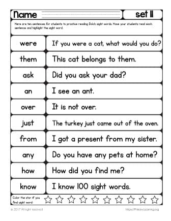 Sight Words Reading Practice List 11 PrimaryLearning Org
