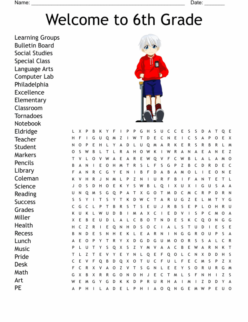 Sixth Grade 6th Grade Word Search Printable Word Search Maker