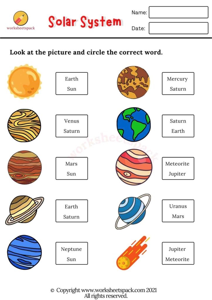 Solar System Worksheets PDF Free Printable Activities For Learning