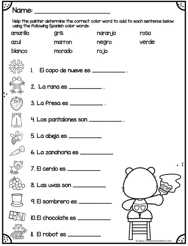 Spanish Foreign Language Worksheets Free Printables Education 