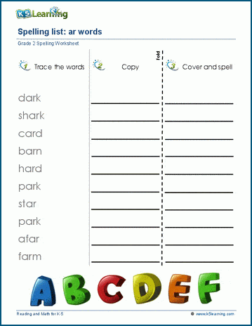 Spelling Practice For Grade 2 Students K5 Learning