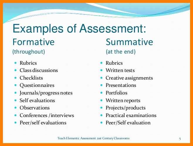 Summative Assessment Overview Examples 48 OFF