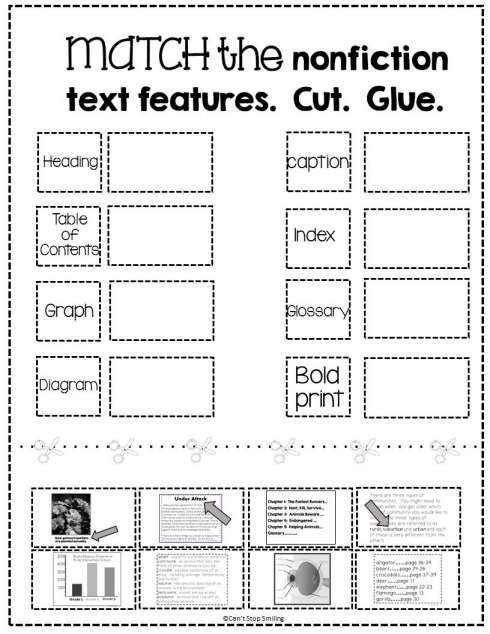 Text And Graphic Features Worksheets 1st Grade Worksheets Master