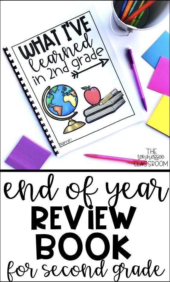 The End Of Year Review Book For Second Grade Students With Colored 