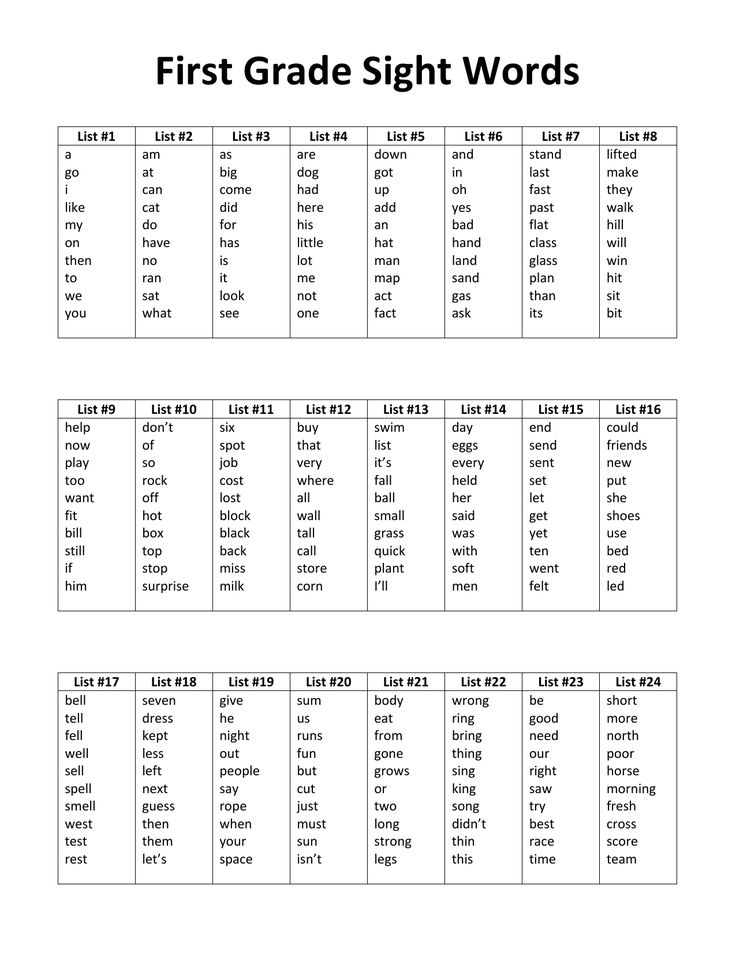 The First Grade Sight Words Worksheet Is Shown In Black And White With 