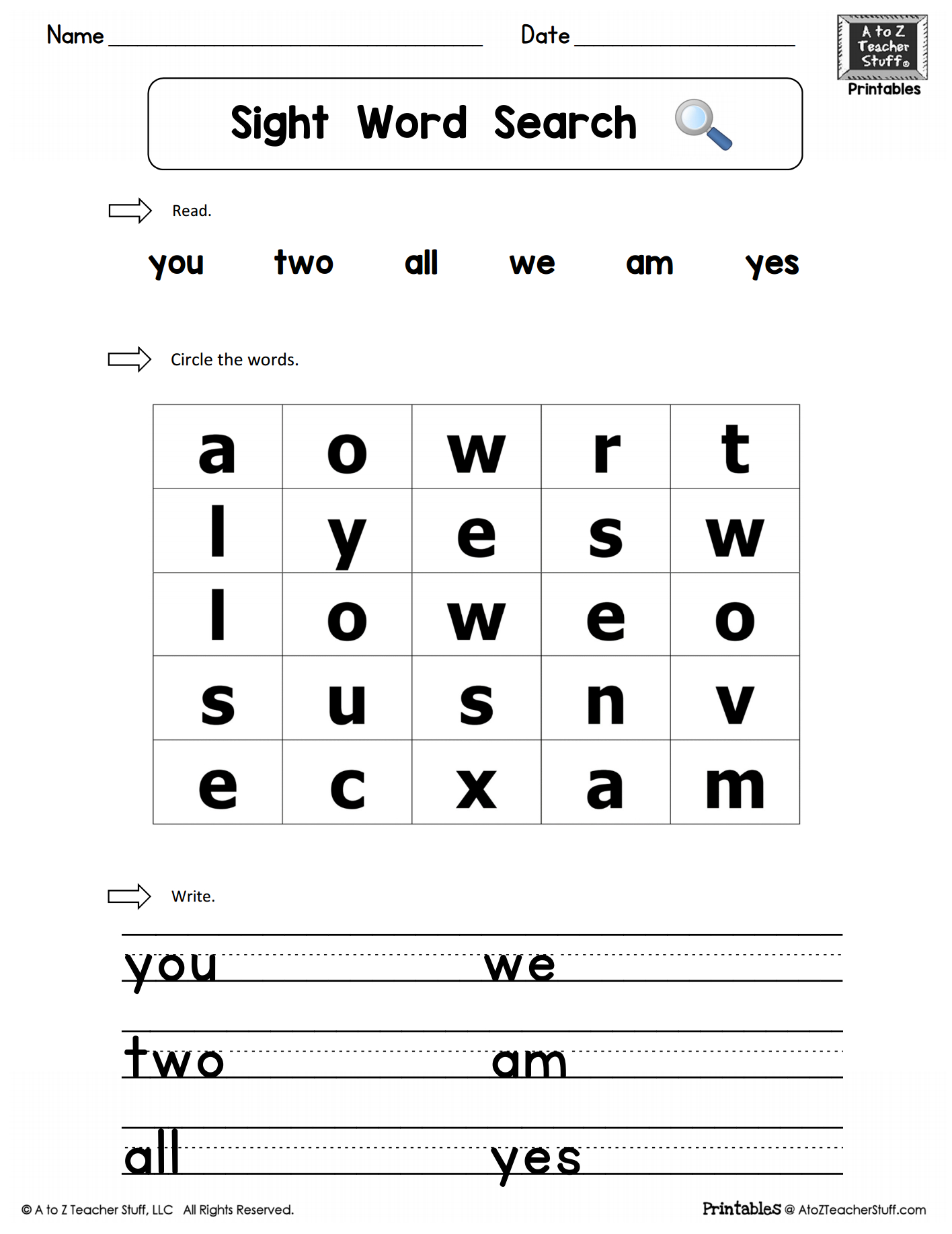 Third Grade Dolch Sight Words Tracing Flashcards A To Z Teacher