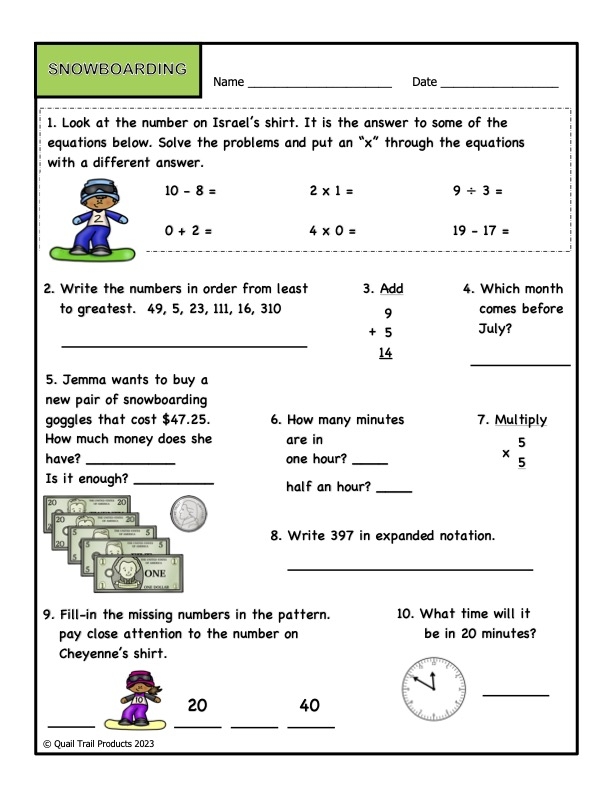 Third Grade Math Worksheets Math Printables Education