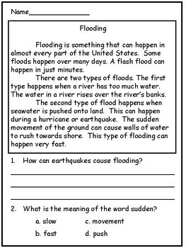 Third Grade NonFiction Reading Passages And Comprehension By Fourth At 40