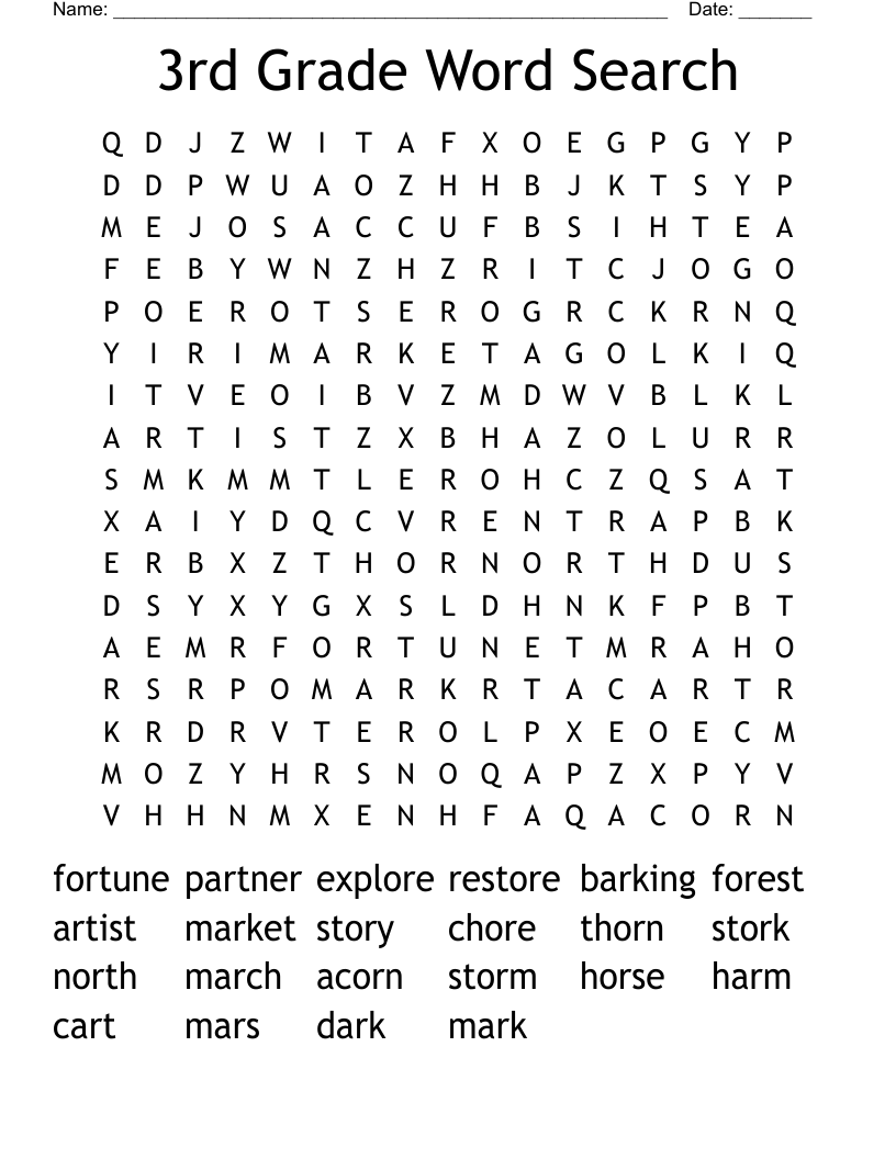 Third Grade Word Search Free Printable Word Search Maker