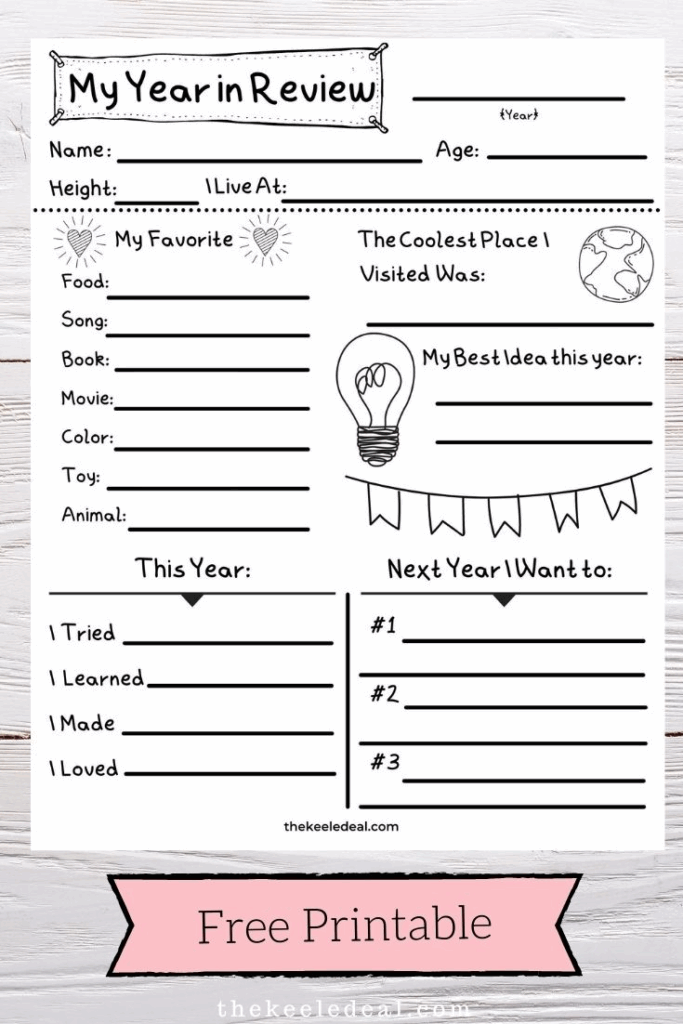 Year In Review Kids Free Printable Free Kids Free Printables New 